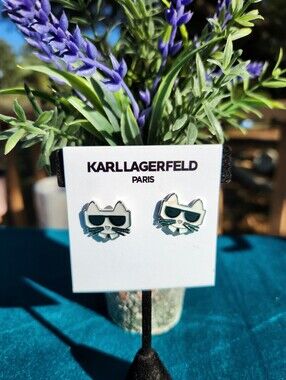 Karl Lagerfeld Studded Cat Earrings
